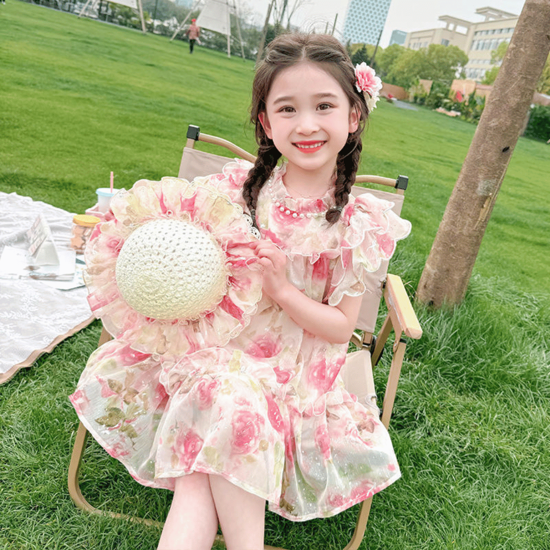 Elegant Rose Bloom Party Dress