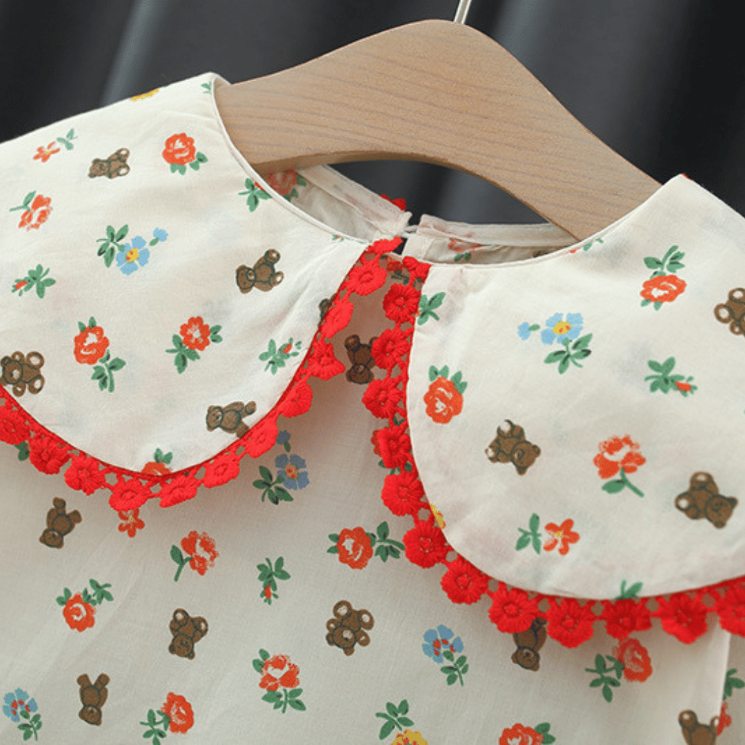 Bear Floral Skirt Set