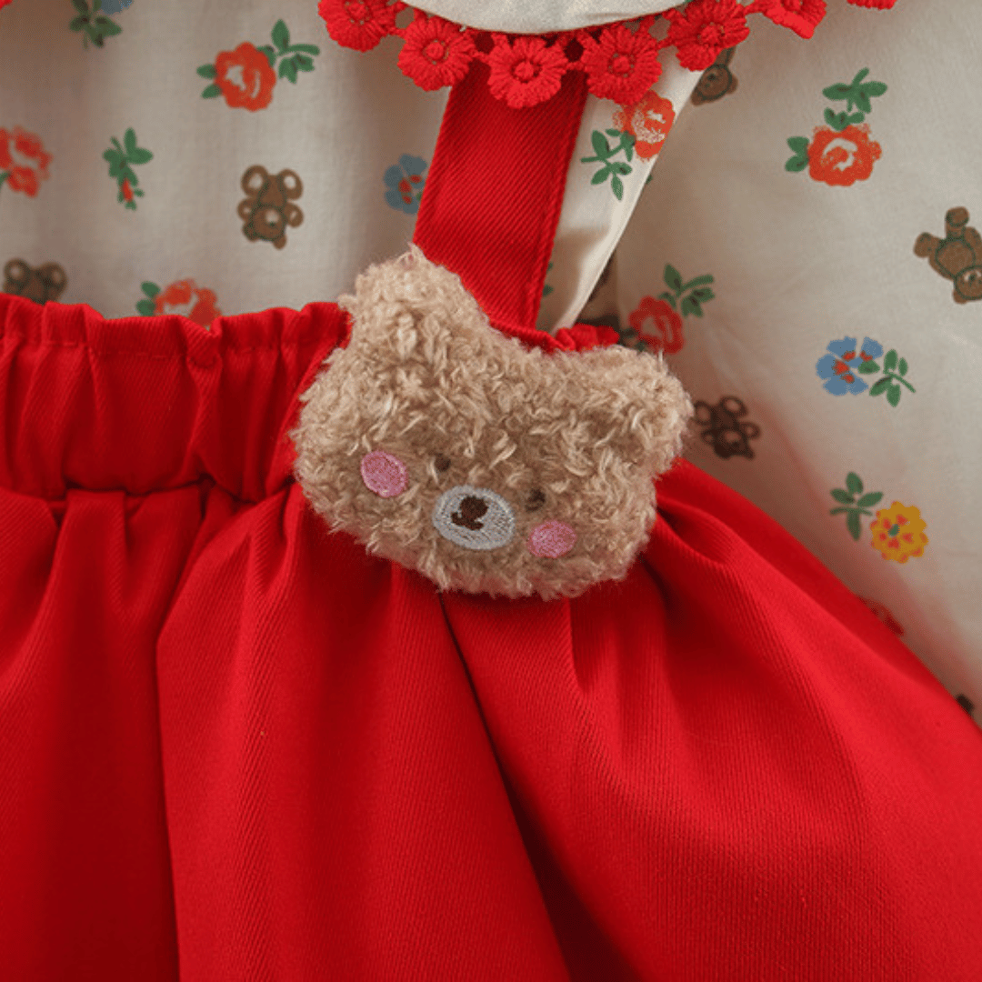 Bear Floral Skirt Set