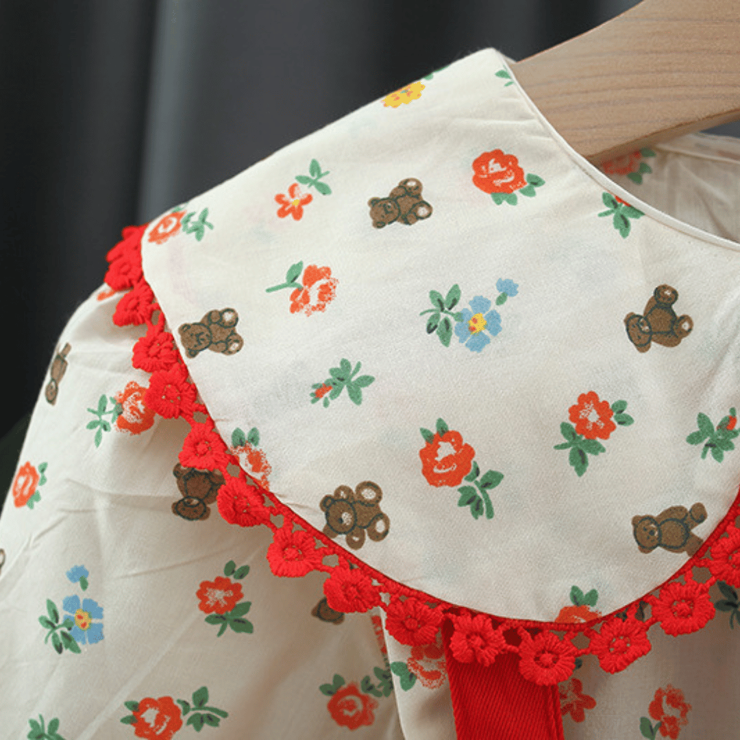 Bear Floral Skirt Set