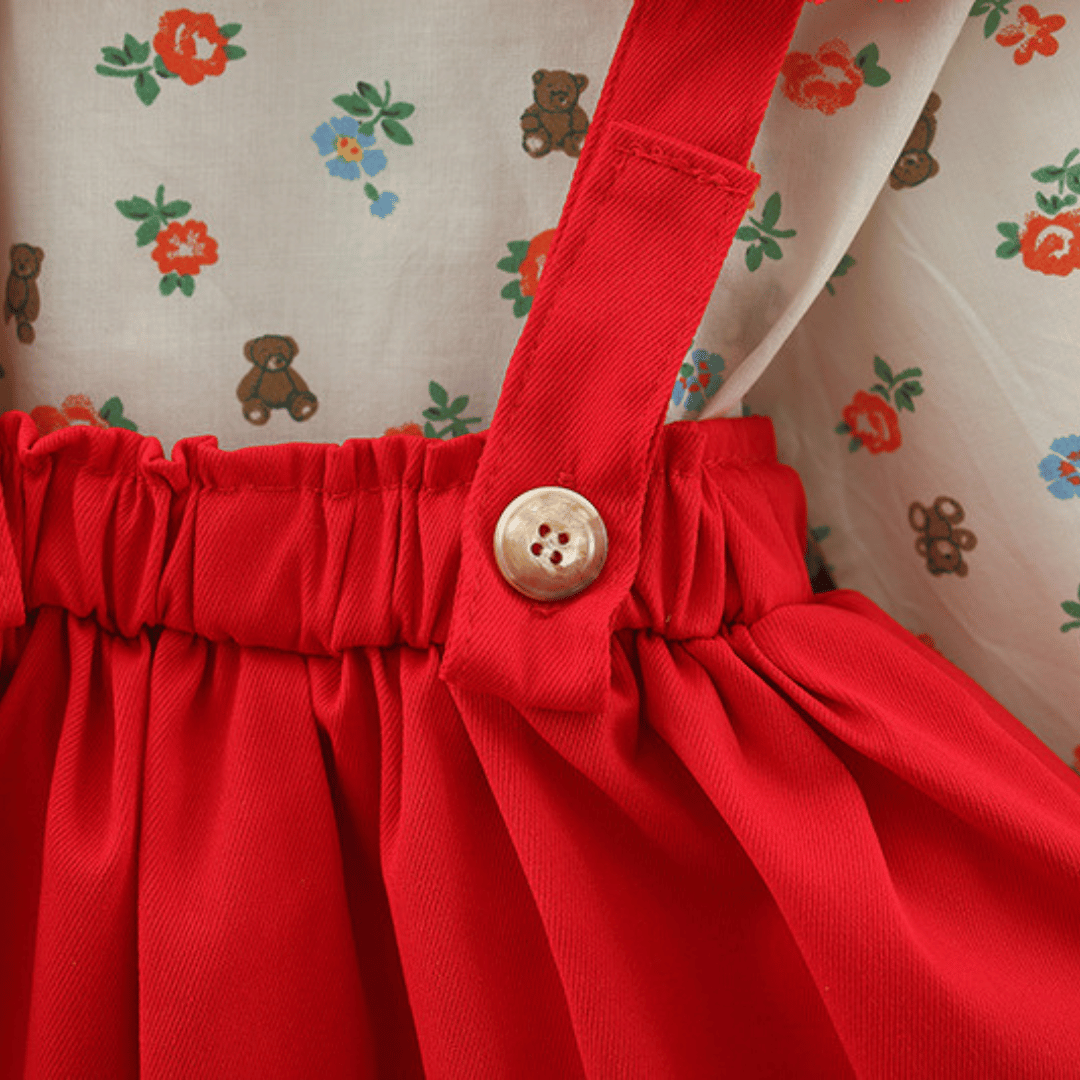 Bear Floral Skirt Set