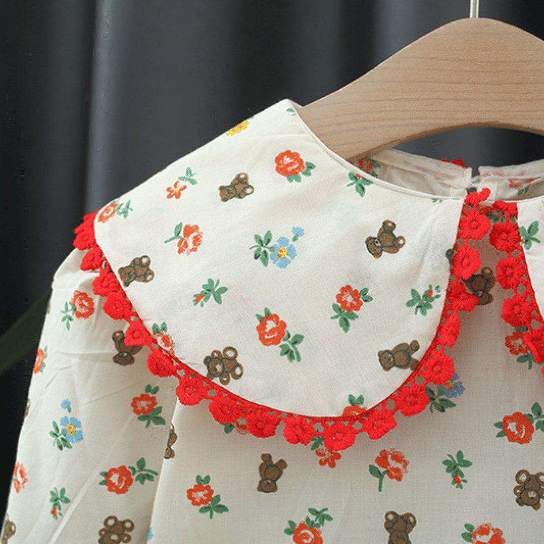 Bear Floral Skirt Set