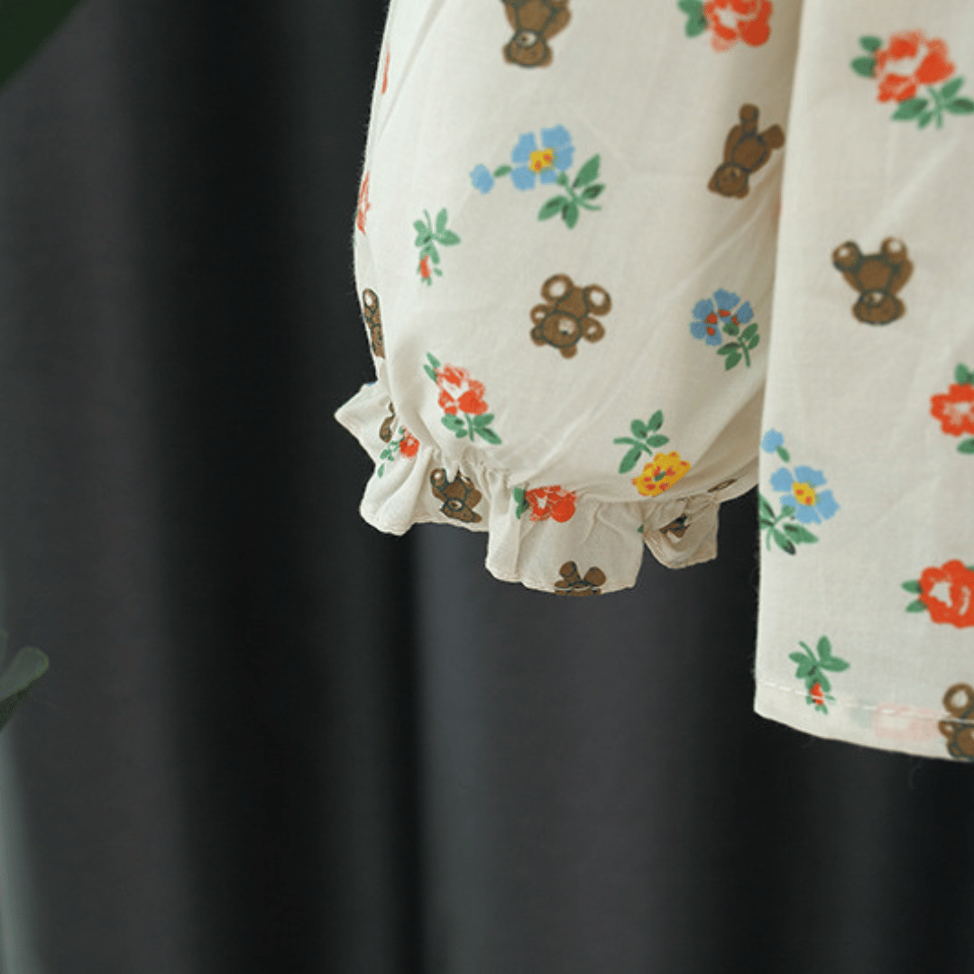 Bear Floral Skirt Set