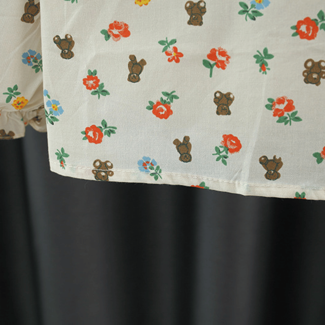 Bear Floral Skirt Set