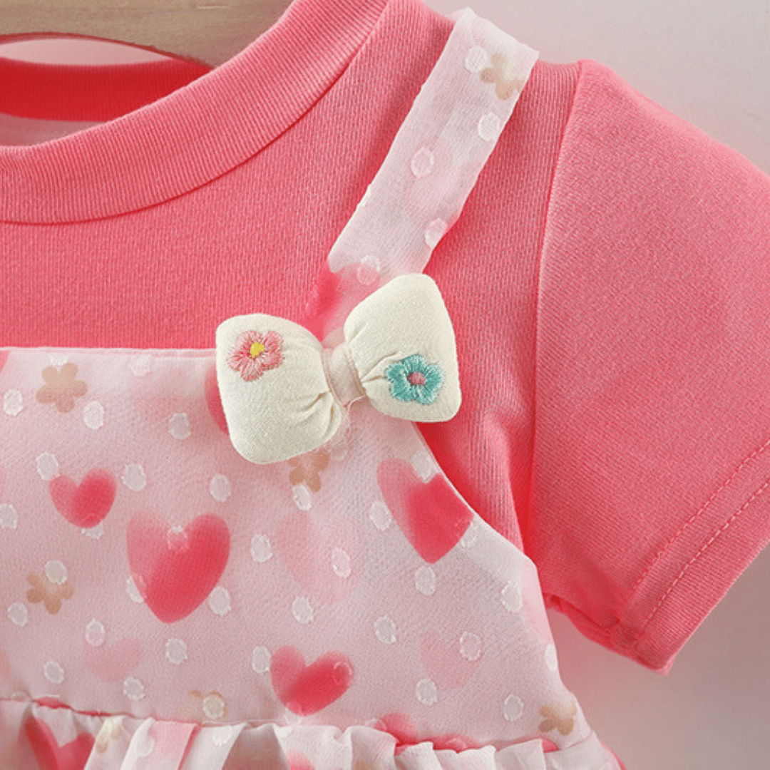Twin Bow Heart Girls Dress