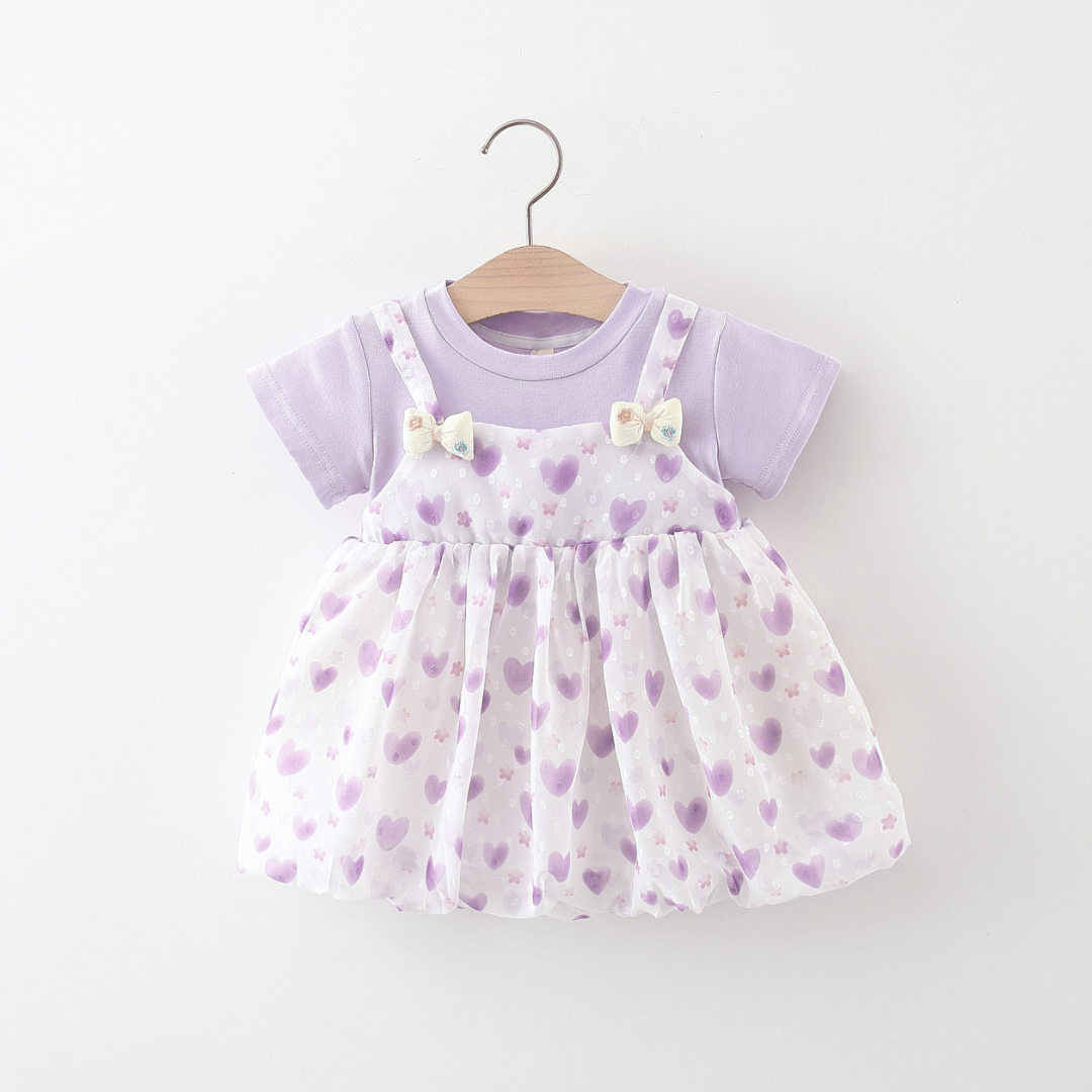 Twin Bow Heart Girls Dress