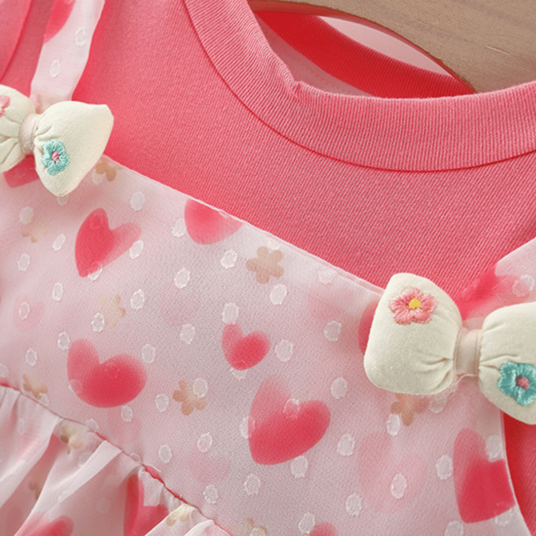 Twin Bow Heart Girls Dress