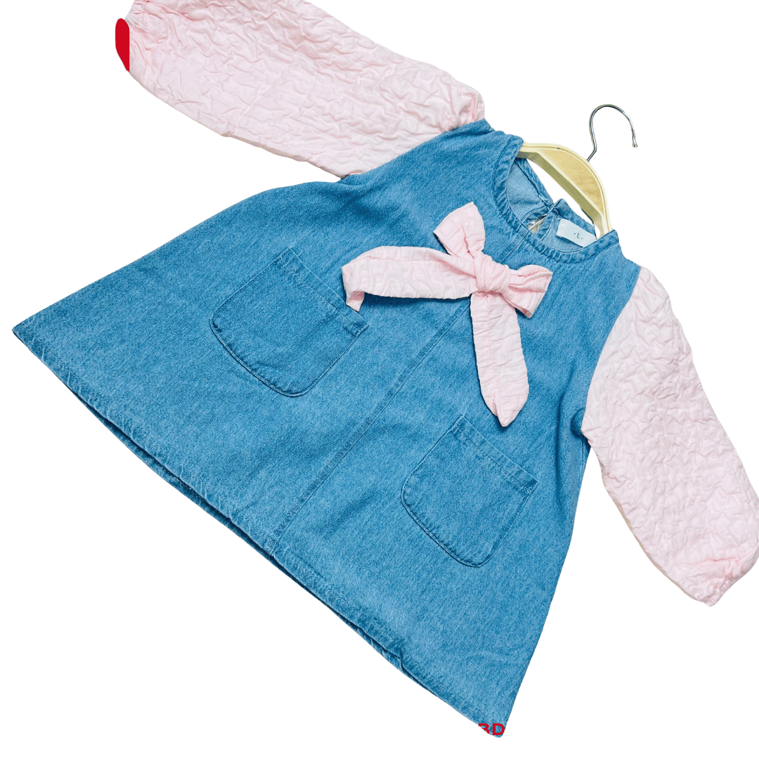 Sweet Girls Denim Bow Dress