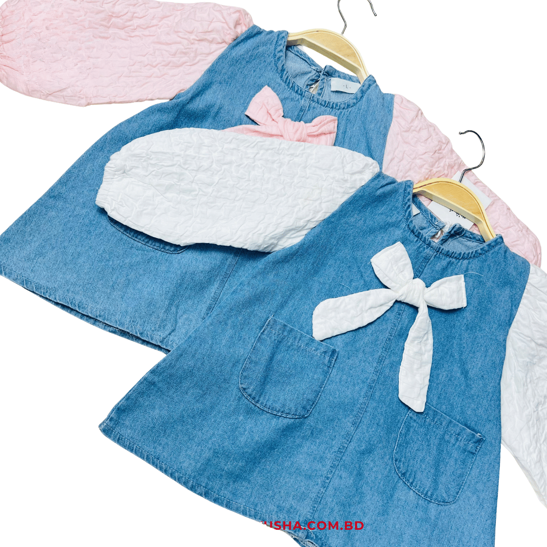 Sweet Girls Denim Bow Dress