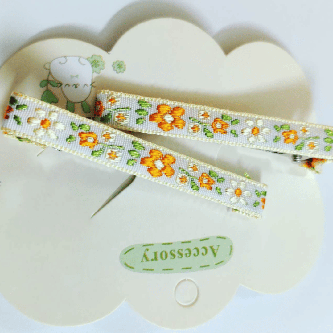Daisy Flower Cotton Linen Hair Clips