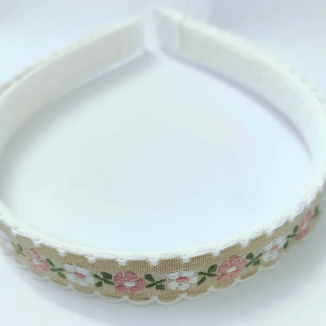 Embroidery Flower Lace Pearl Headband for Girls