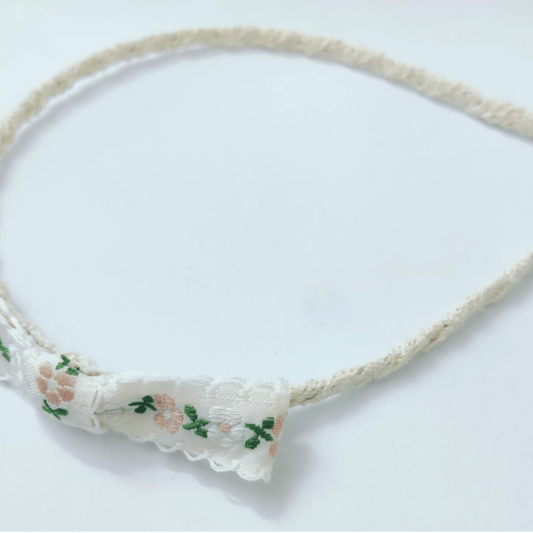 Embroidery Flower Lace Pearl Headband for Girls