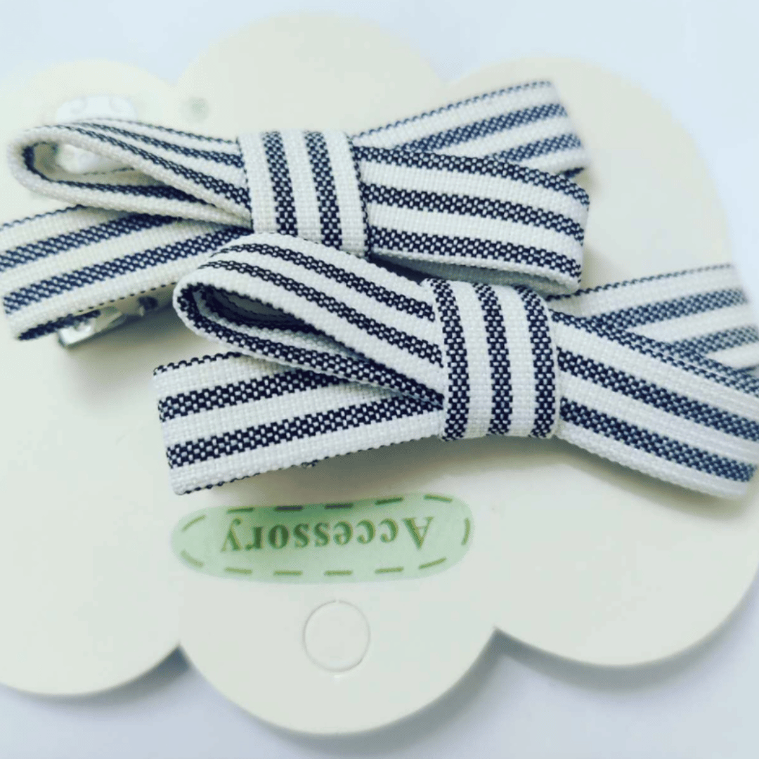 Striped Bow Hair Clips