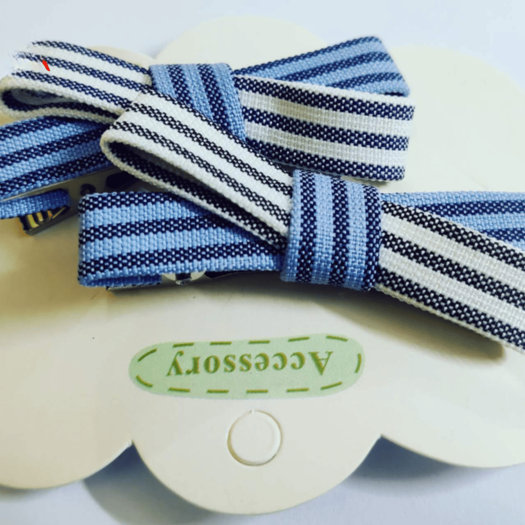 Striped Bow Hair Clips