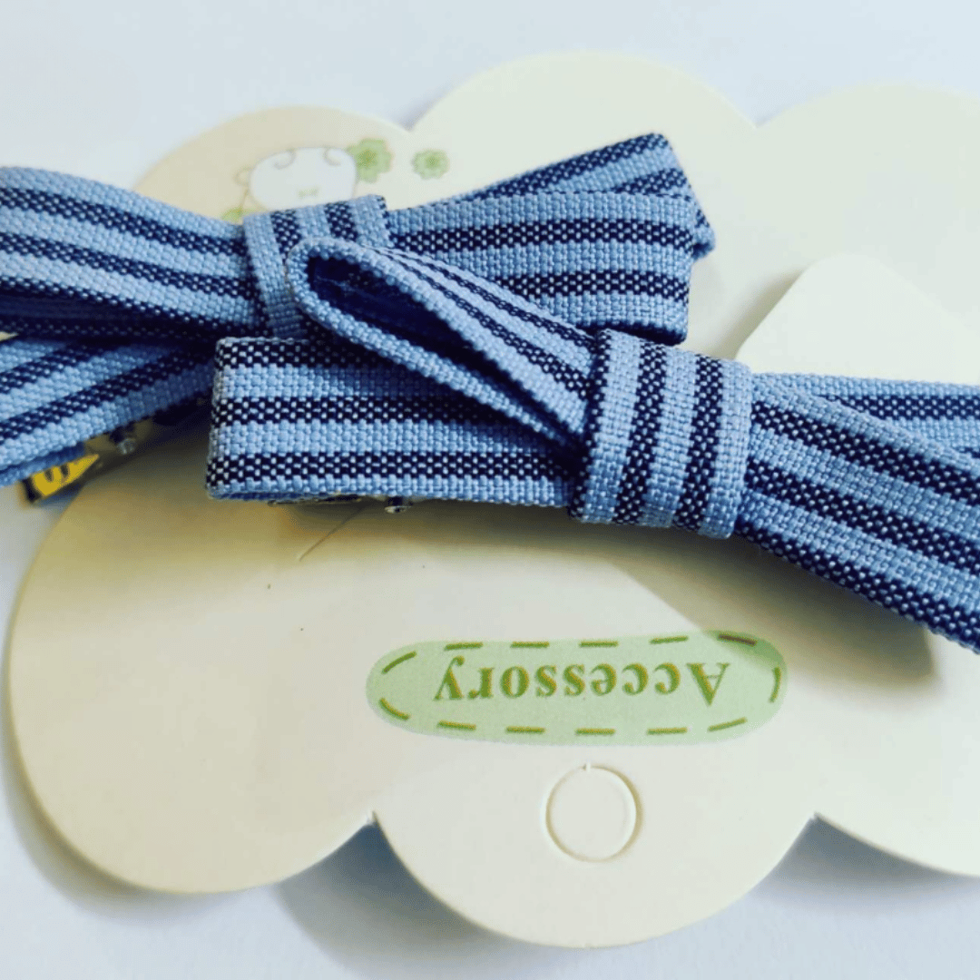 Striped Bow Hair Clips