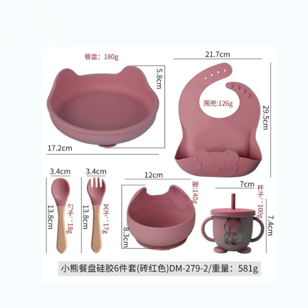 Silicone Baby Feeding Set with Suction Bib