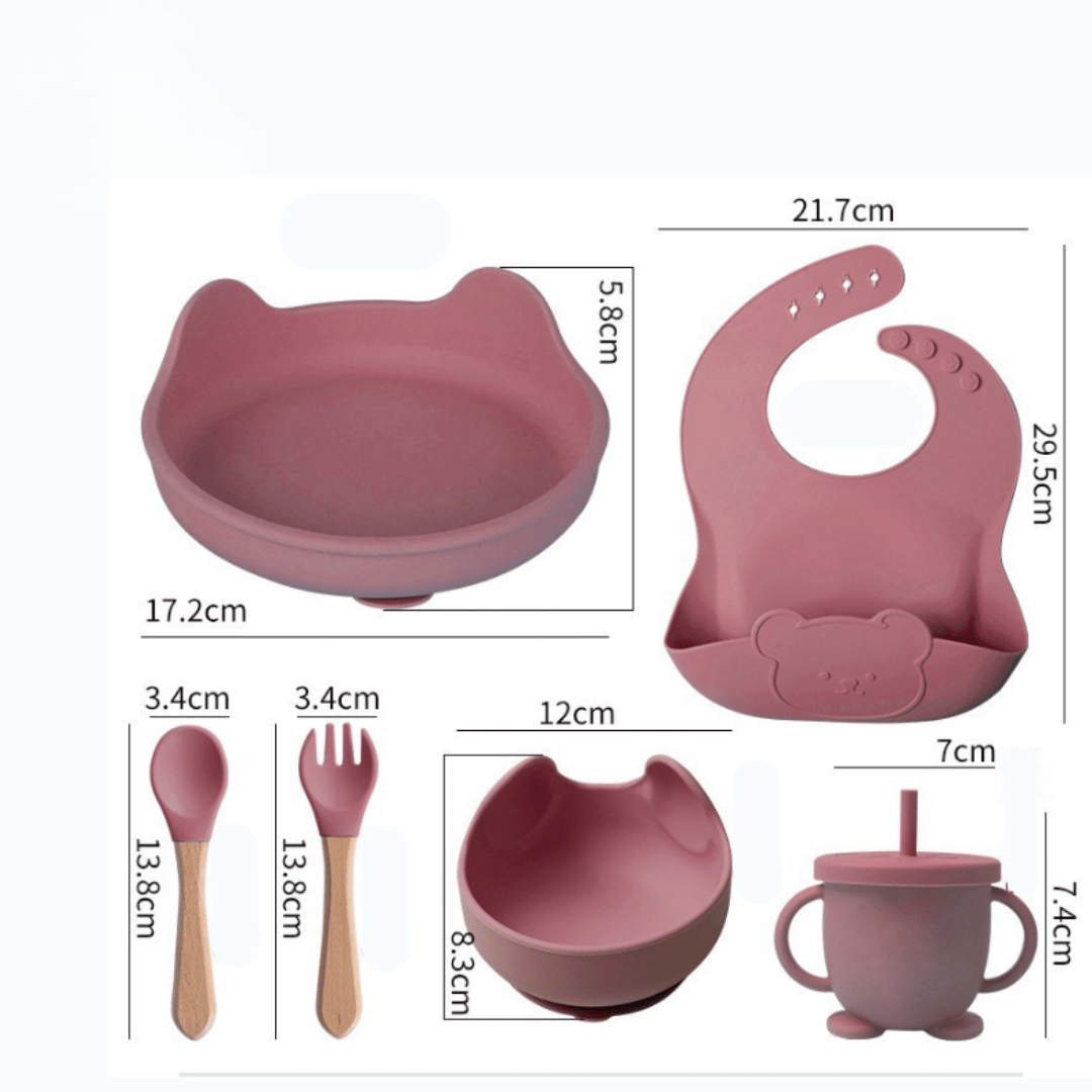 Silicone Baby Feeding Set with Suction Bib