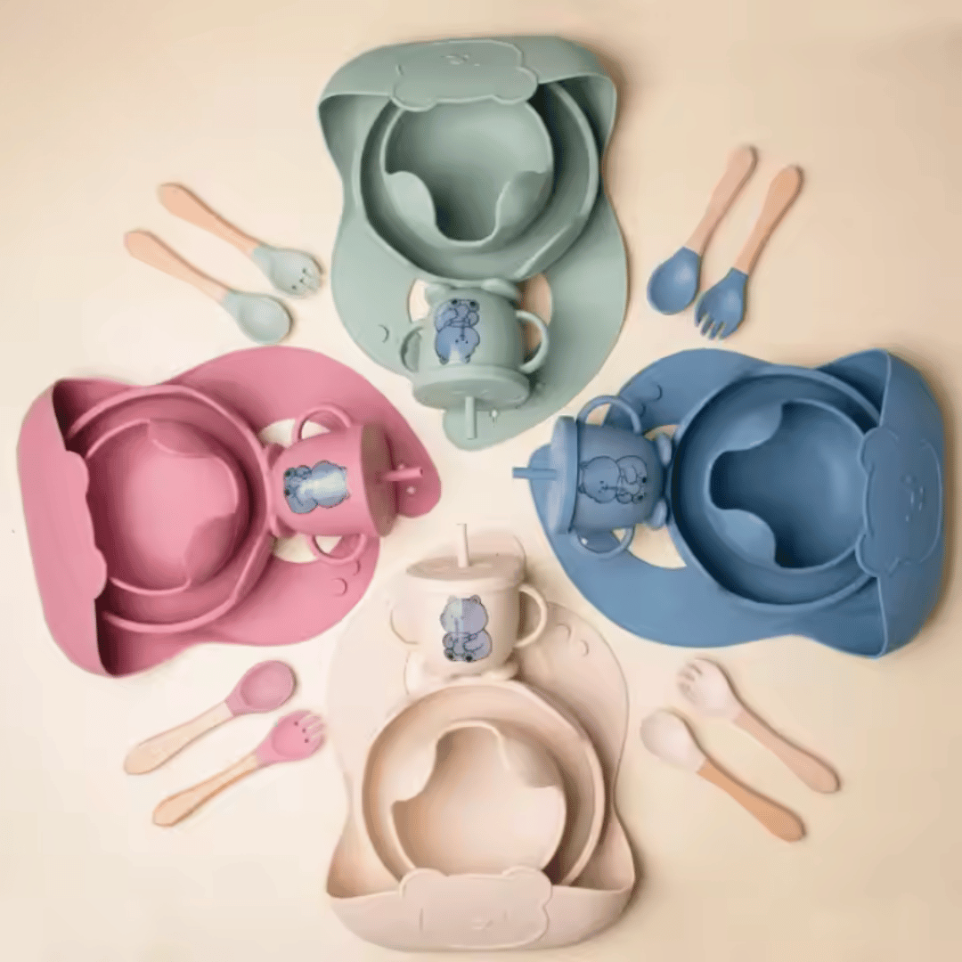 Silicone Baby Feeding Set with Suction Bib