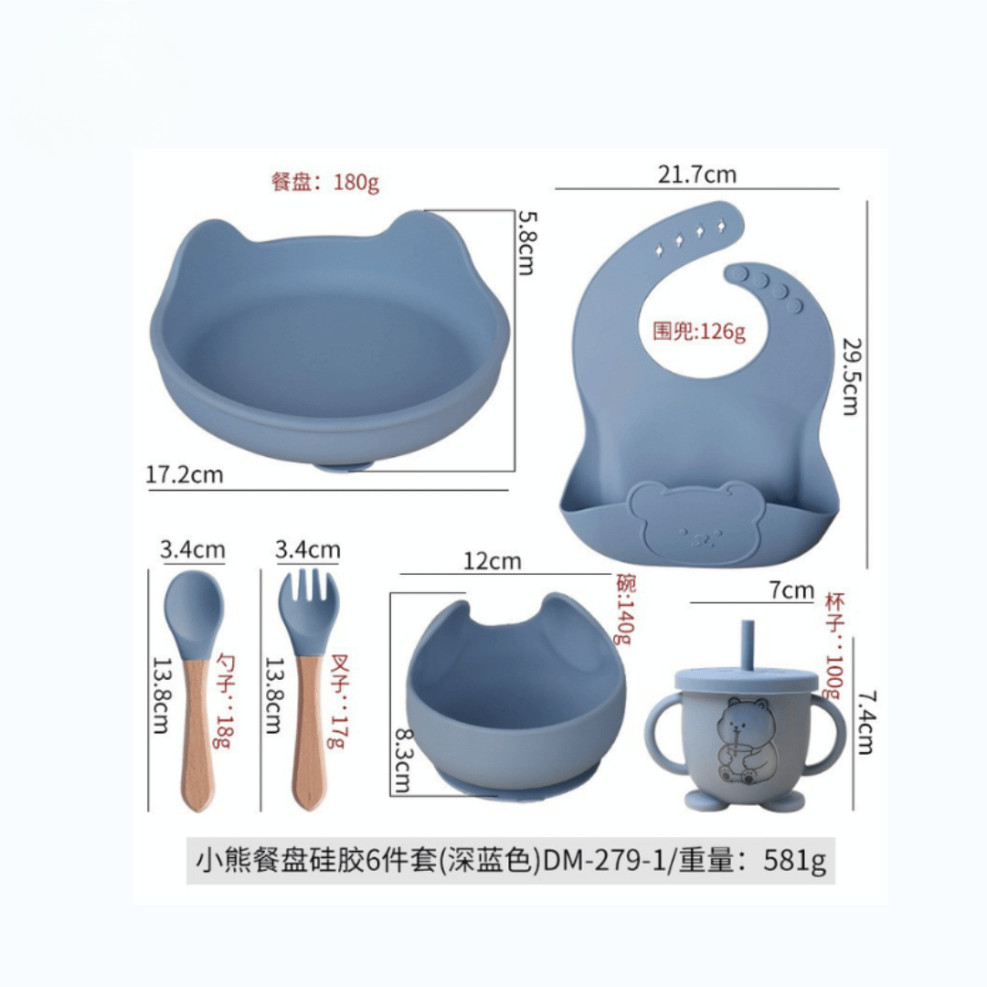 Silicone Baby Feeding Set with Suction Bib