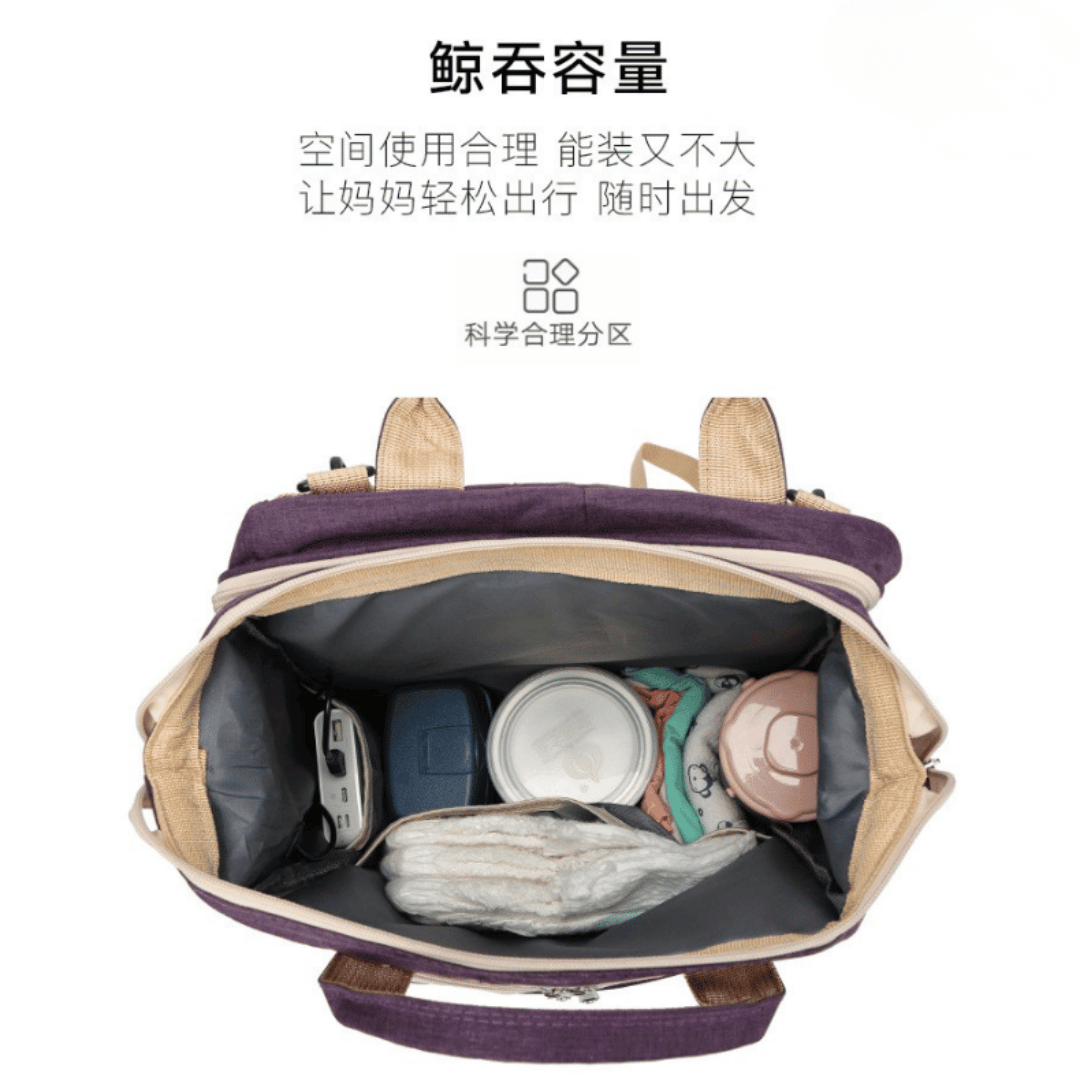 Baby Multifunctional Diaper Bag with Foldable Bed