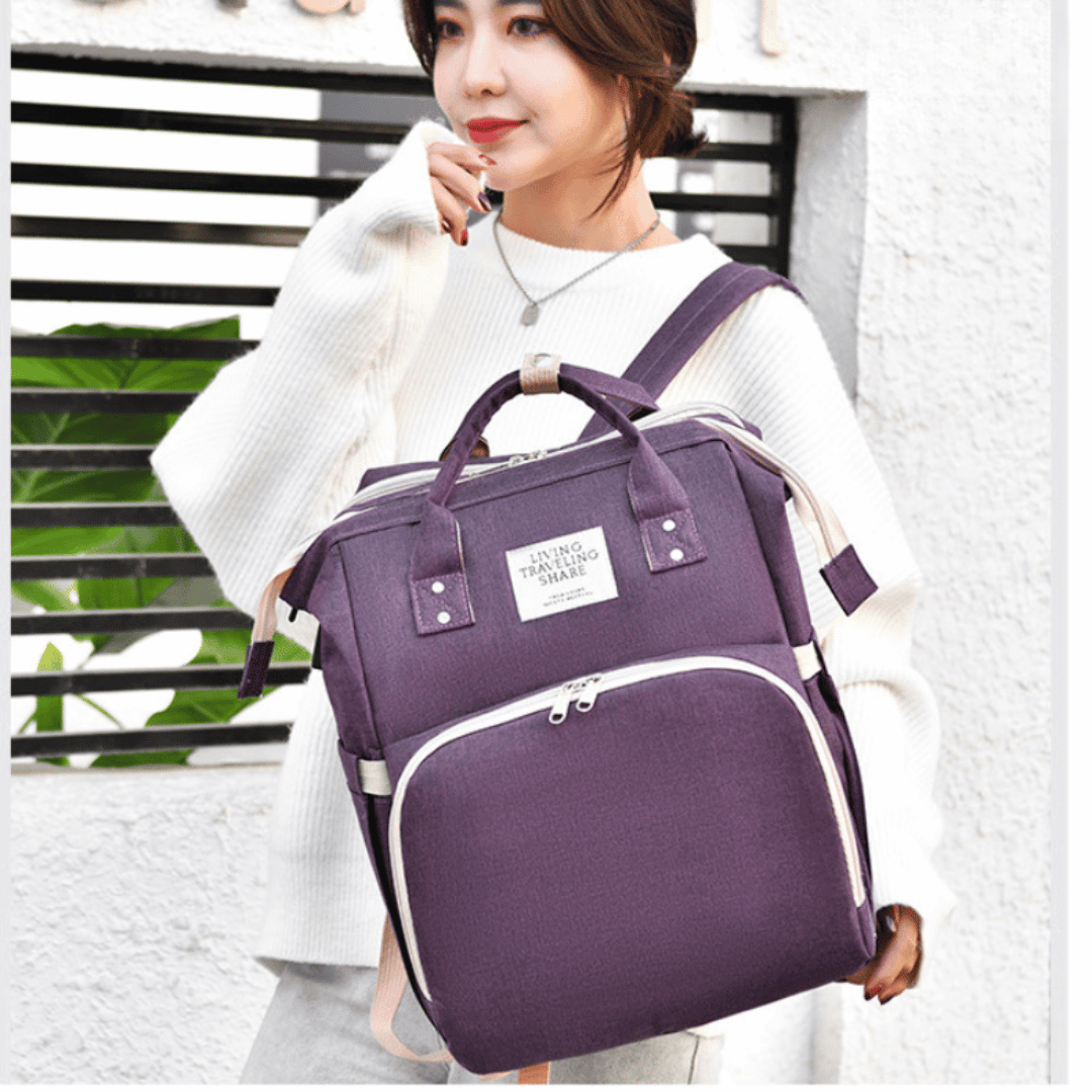 Baby Multifunctional Diaper Bag with Foldable Bed