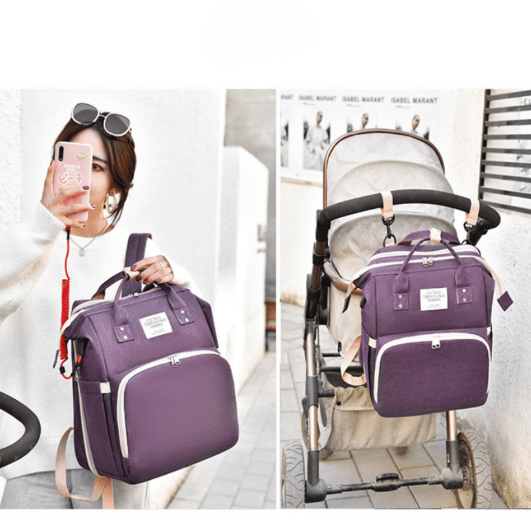 Baby Multifunctional Diaper Bag with Foldable Bed