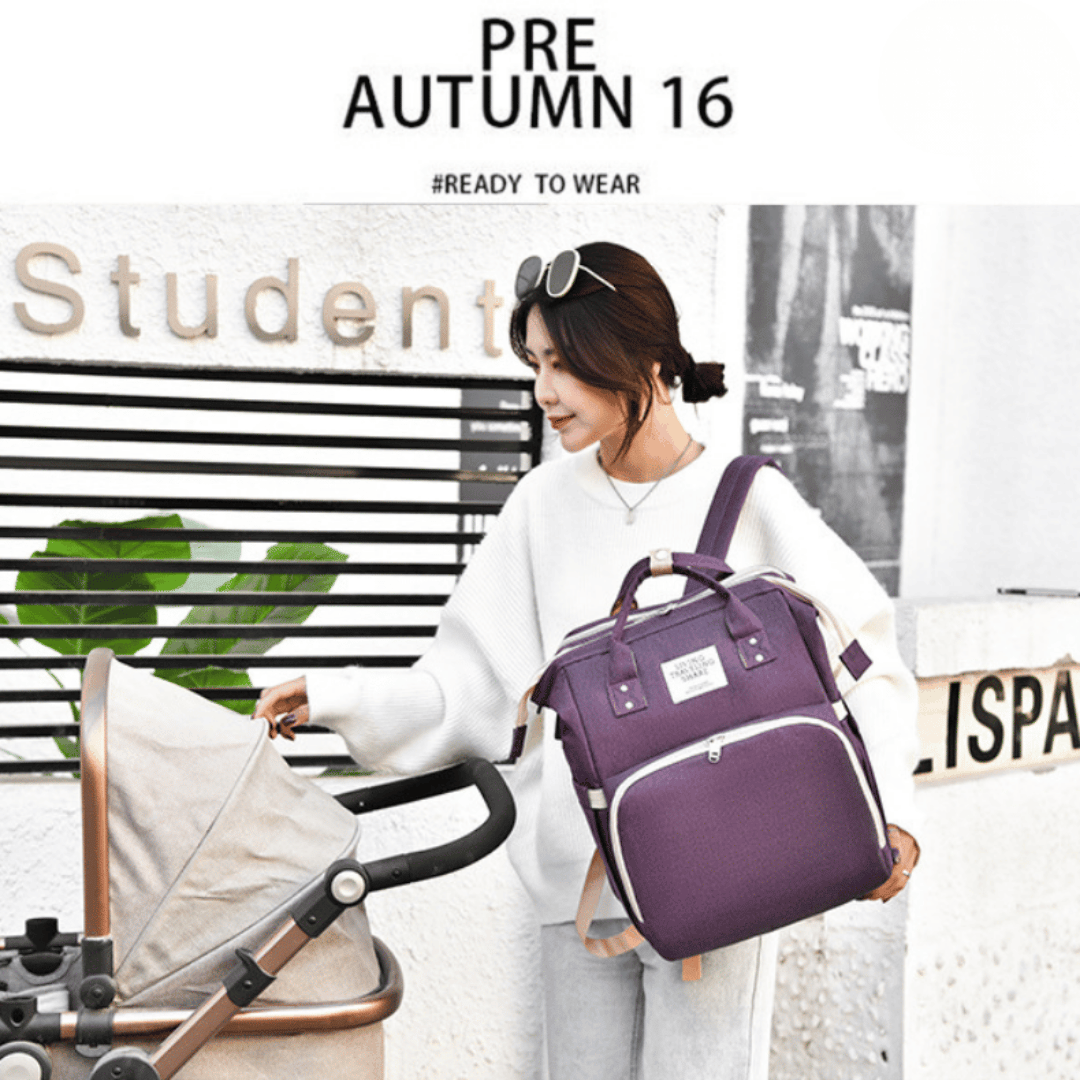 Baby Multifunctional Diaper Bag with Foldable Bed