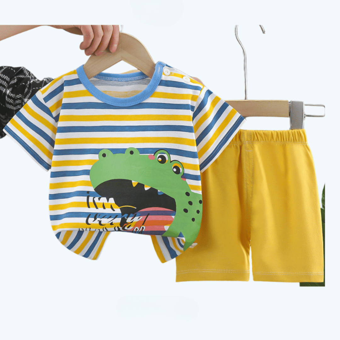 Striped Crocodile T-shirt & Shorts Set