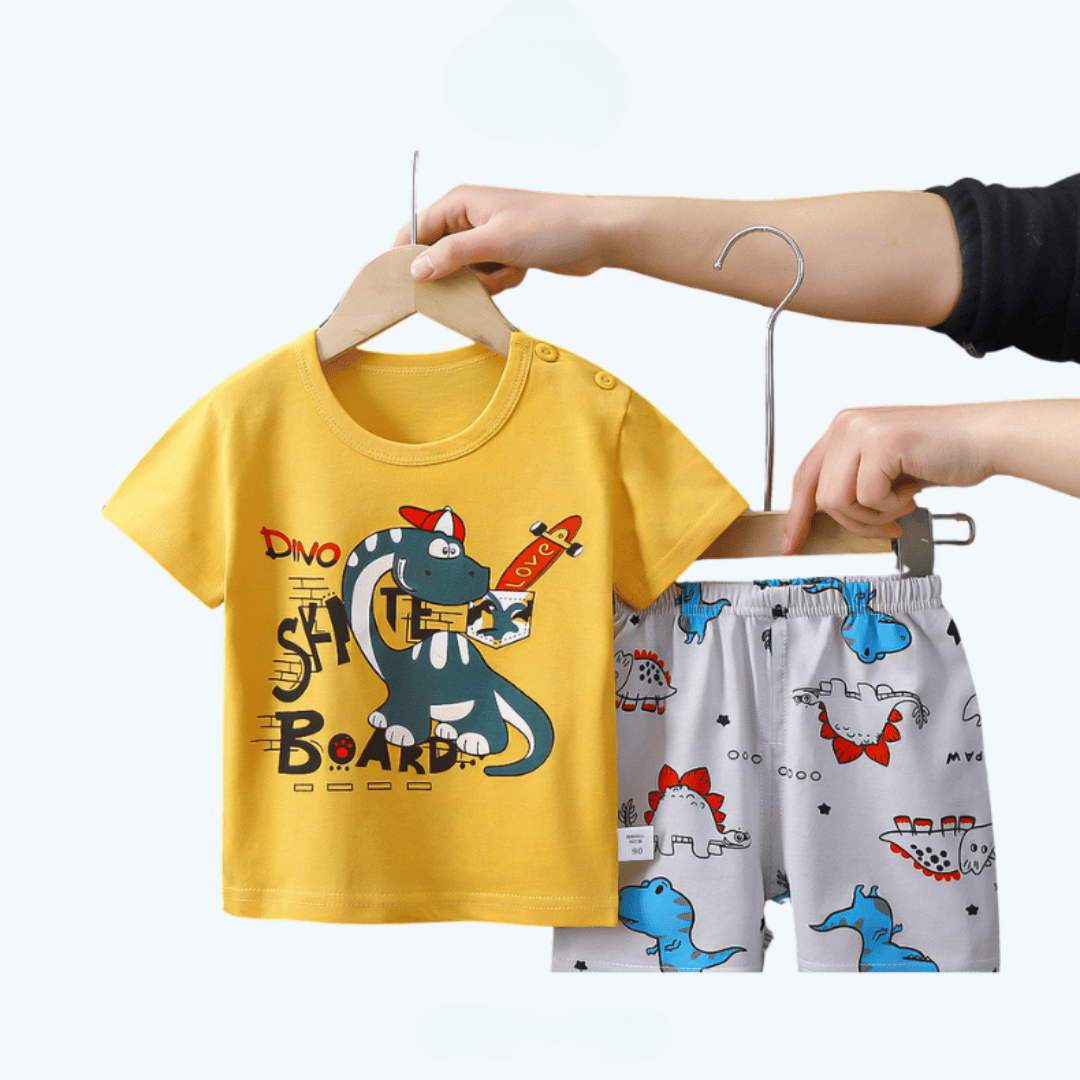 Yellow Dinosaur T-Shirt & Shorts Set