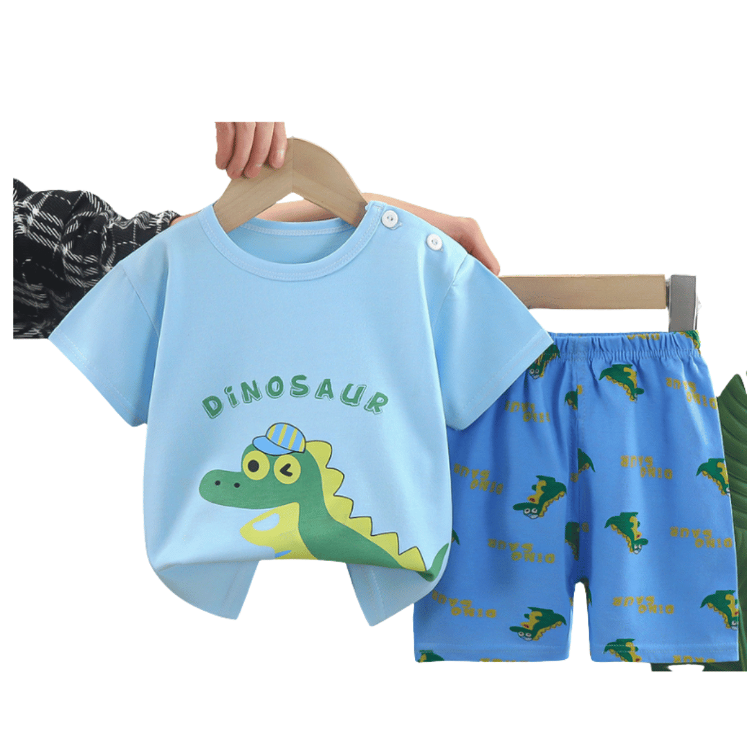 Blue Green Dino T-shirt Set