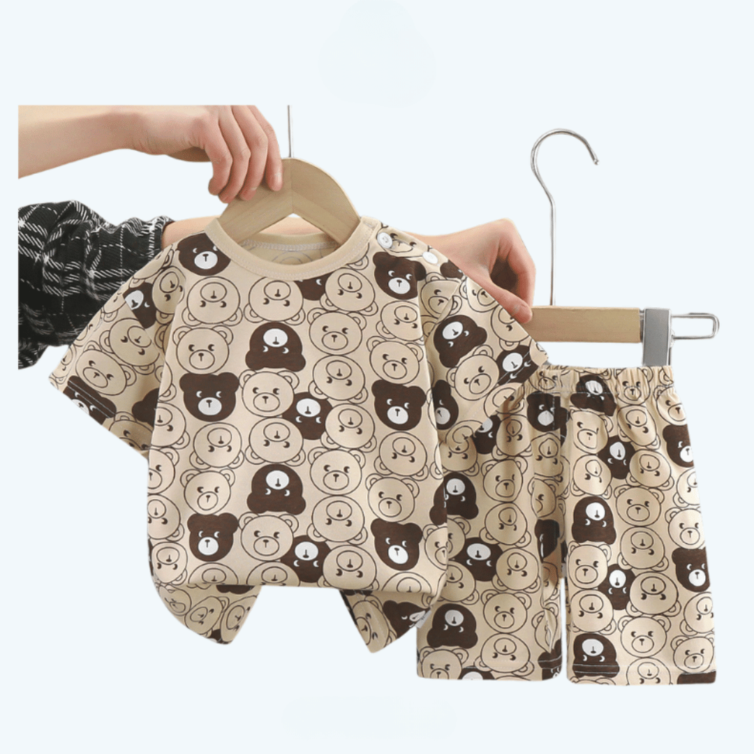 Khaki Bear T-Shirt & Shorts Set