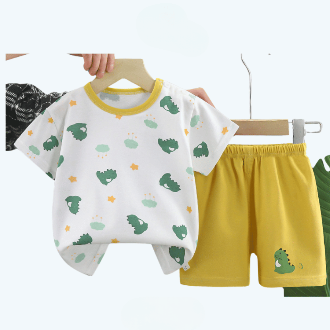 Flower Dino Kids T-Shirt & Shorts Set