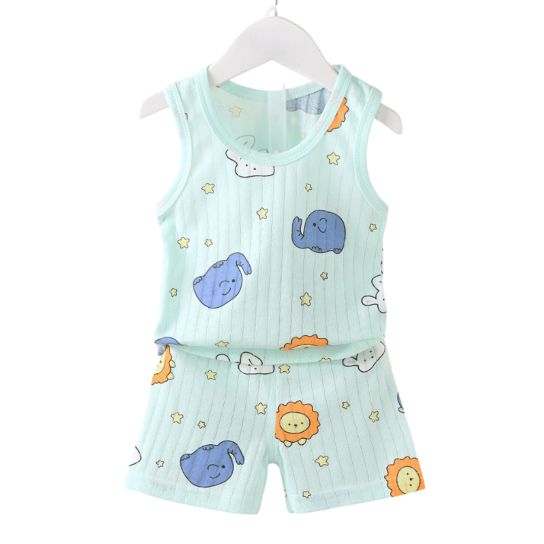 Lion Print Baby Sleeveless Outfit