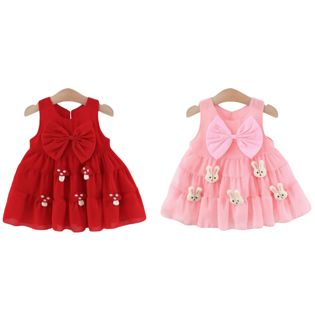 Cute Bow Bunny & Mushroom Dress