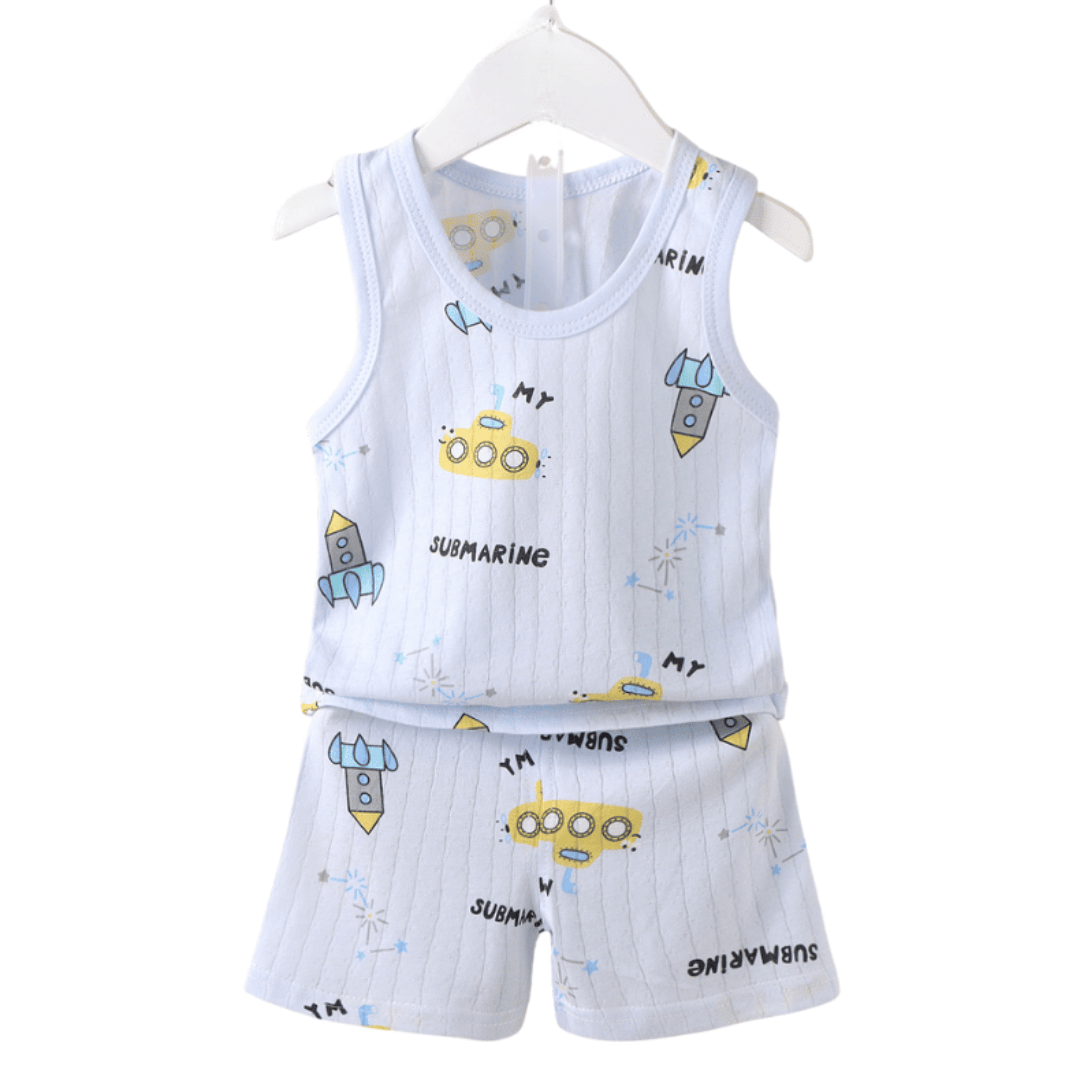 Blue Rocket Baby Vest & Shorts Set