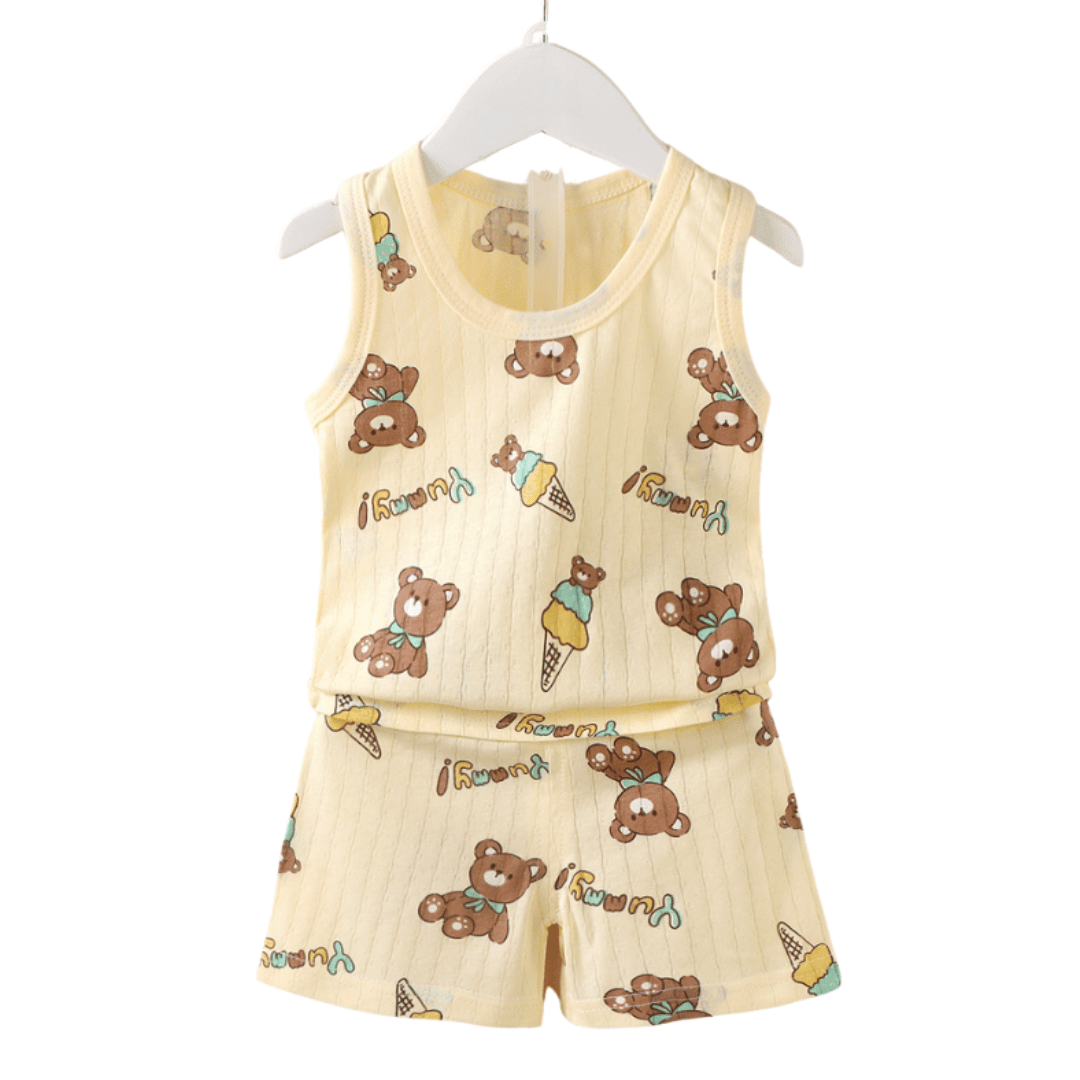 Yellow Bear Vest & Shorts Set