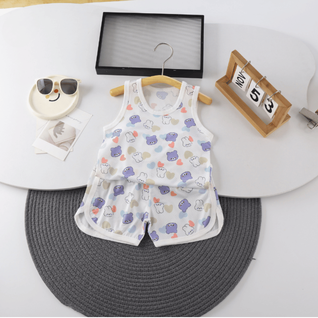 Purple Bear Ice Silk Vest & Shorts