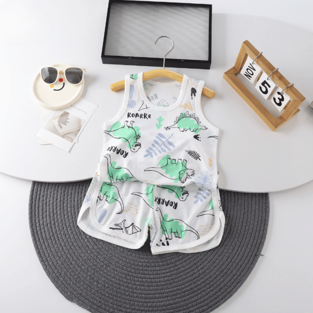 Dinosaur Boys Ice Silk Vest & Shorts Set