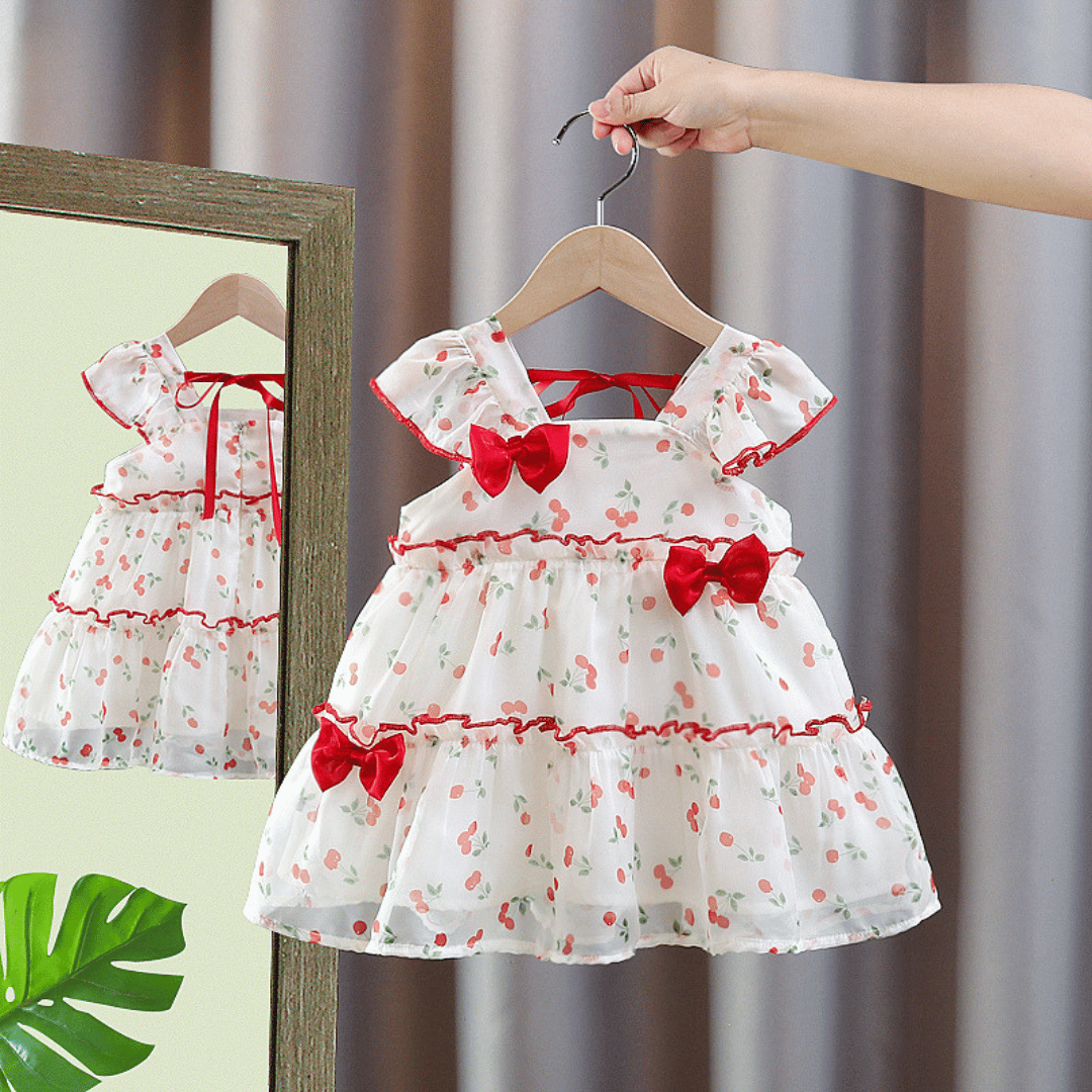 Cherry Bow Chiffon Dress