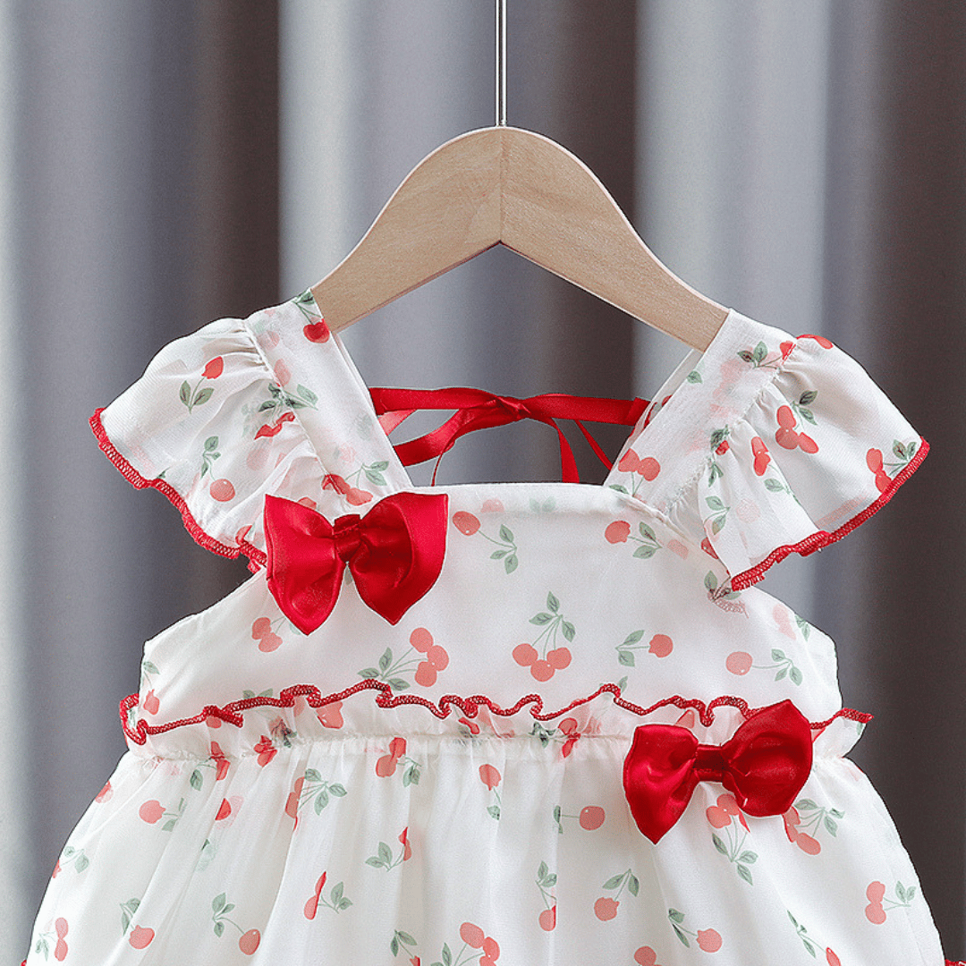 Cherry Bow Chiffon Dress