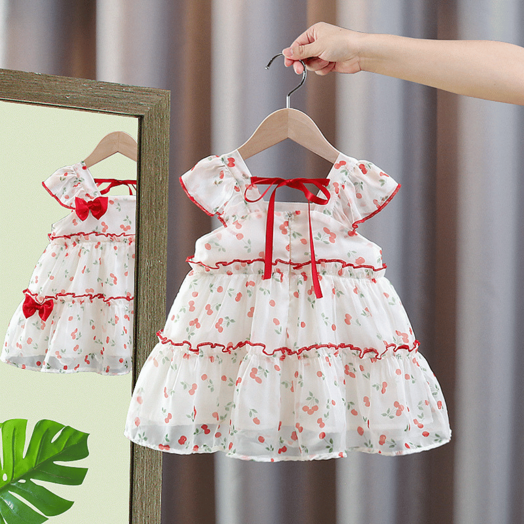Cherry Bow Chiffon Dress