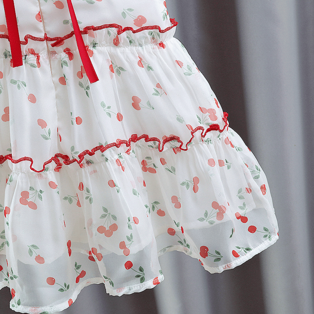 Cherry Bow Chiffon Dress