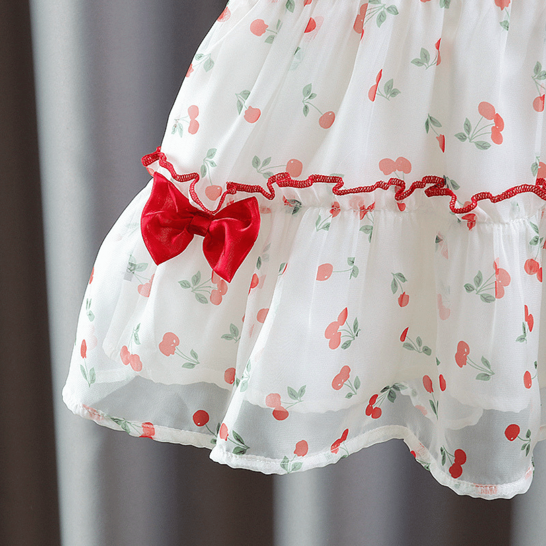 Cherry Bow Chiffon Dress