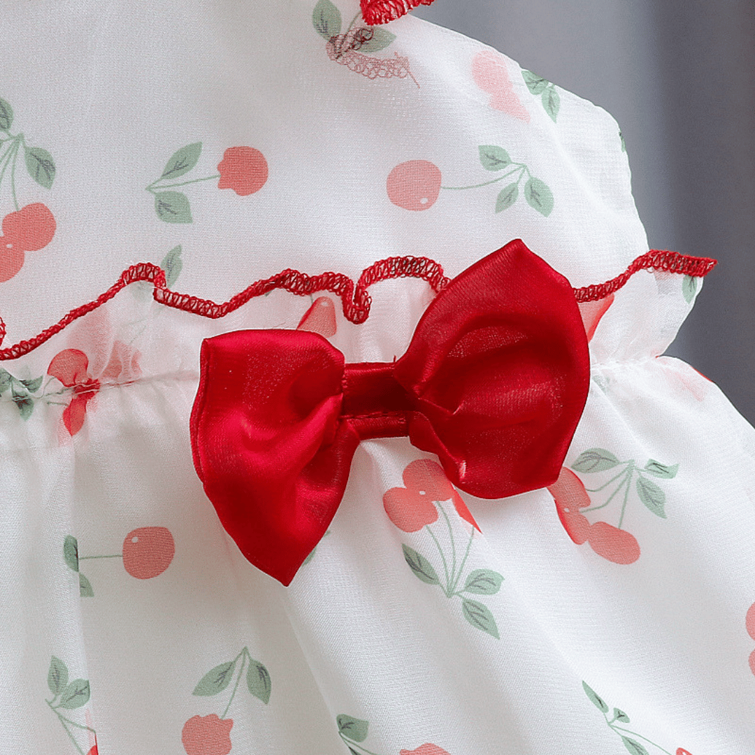 Cherry Bow Chiffon Dress
