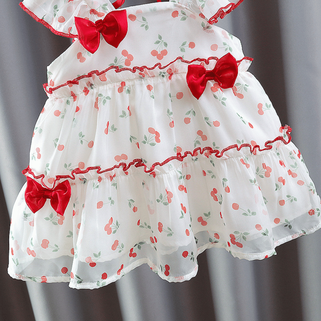 Cherry Bow Chiffon Dress