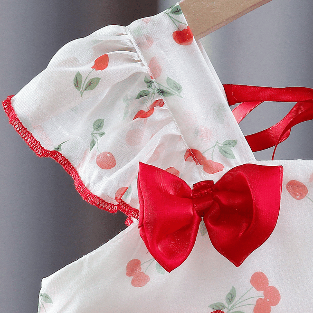 Cherry Bow Chiffon Dress