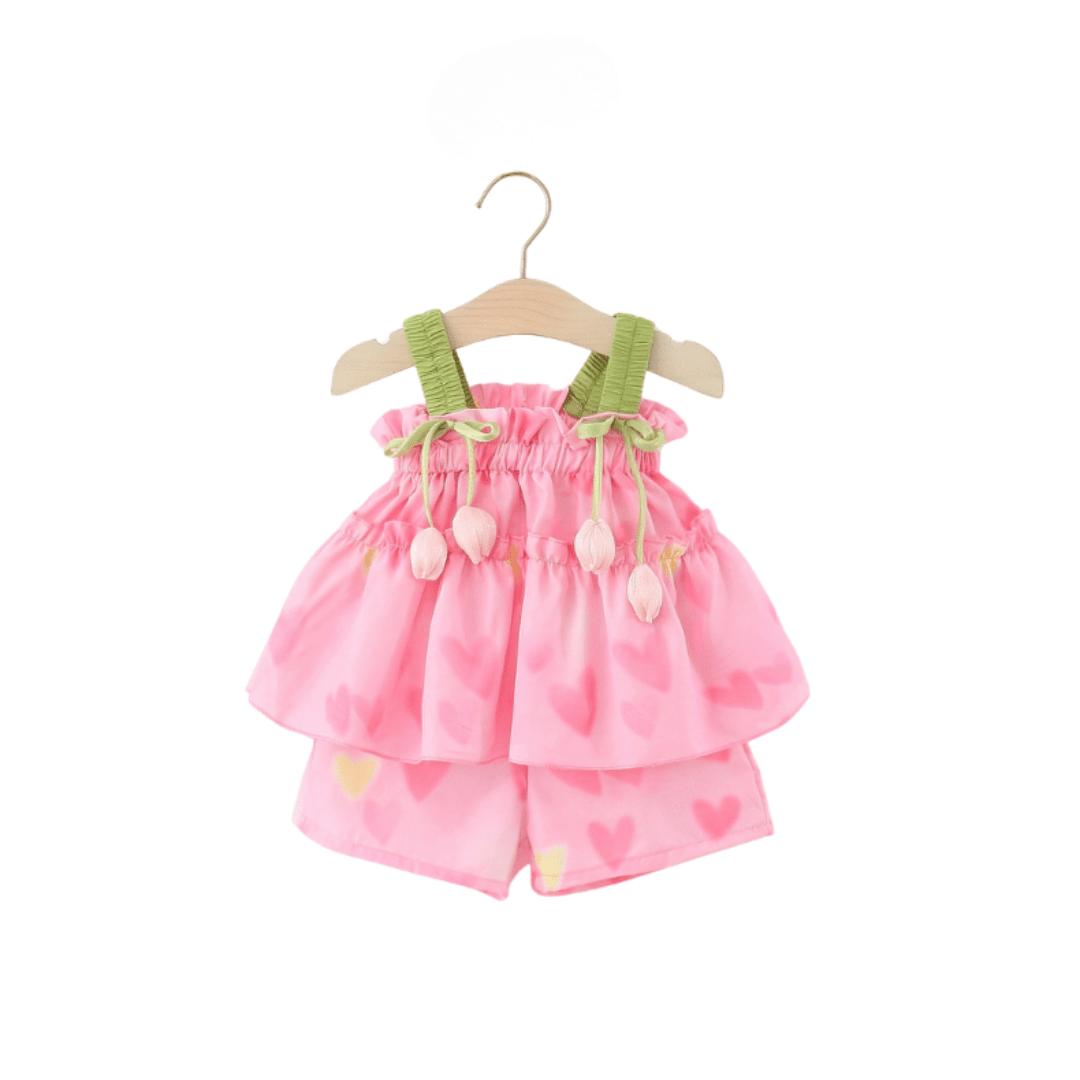 Two-Tulip Love Girls Chiffon Sling Two-Piece Set