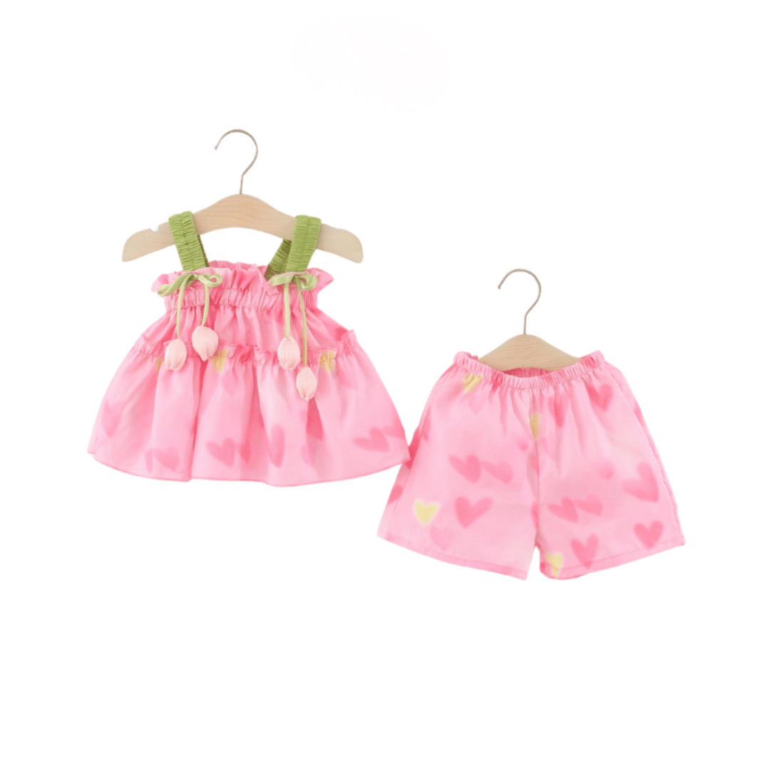 Two-Tulip Love Girls Chiffon Sling Two-Piece Set