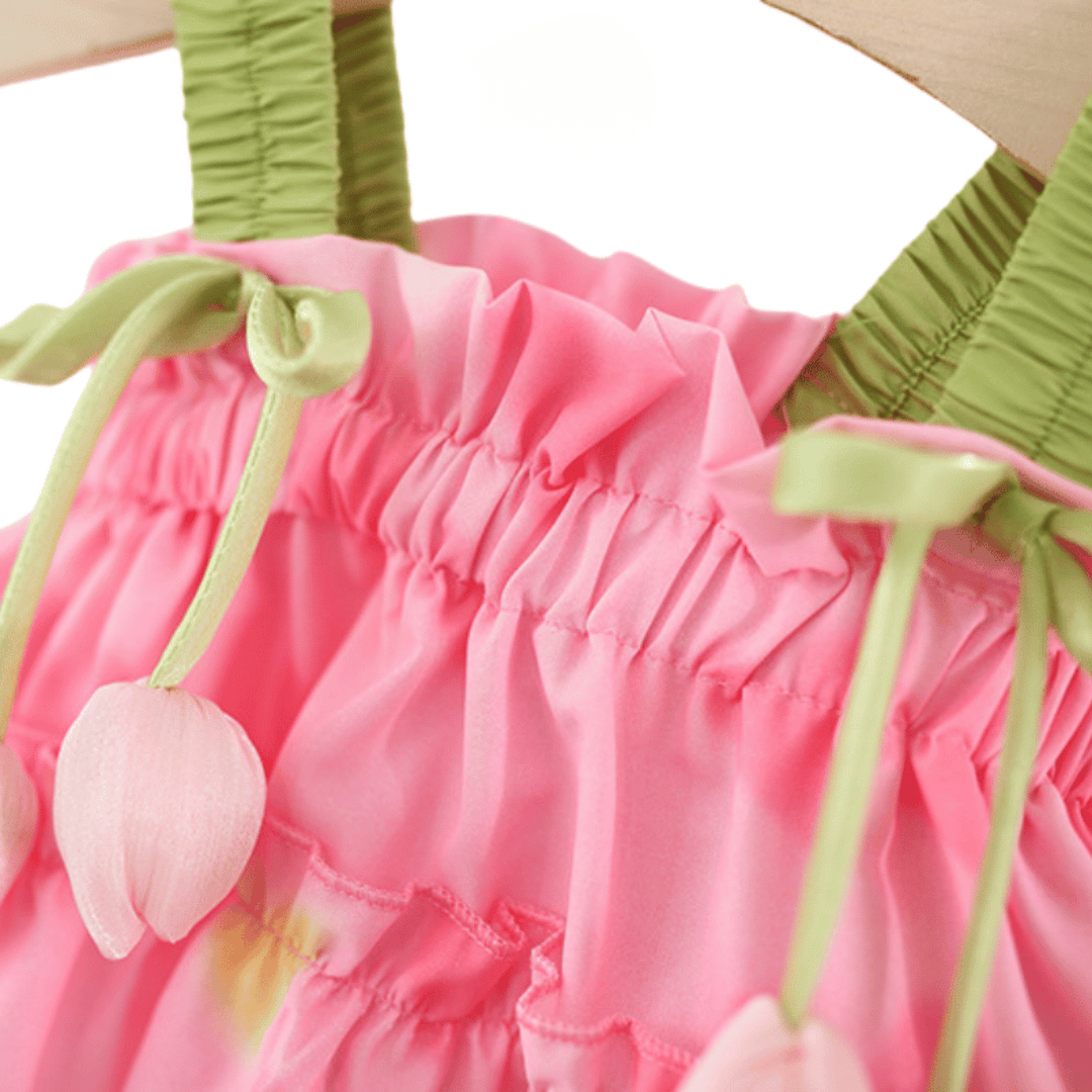 Two-Tulip Love Girls Chiffon Sling Two-Piece Set