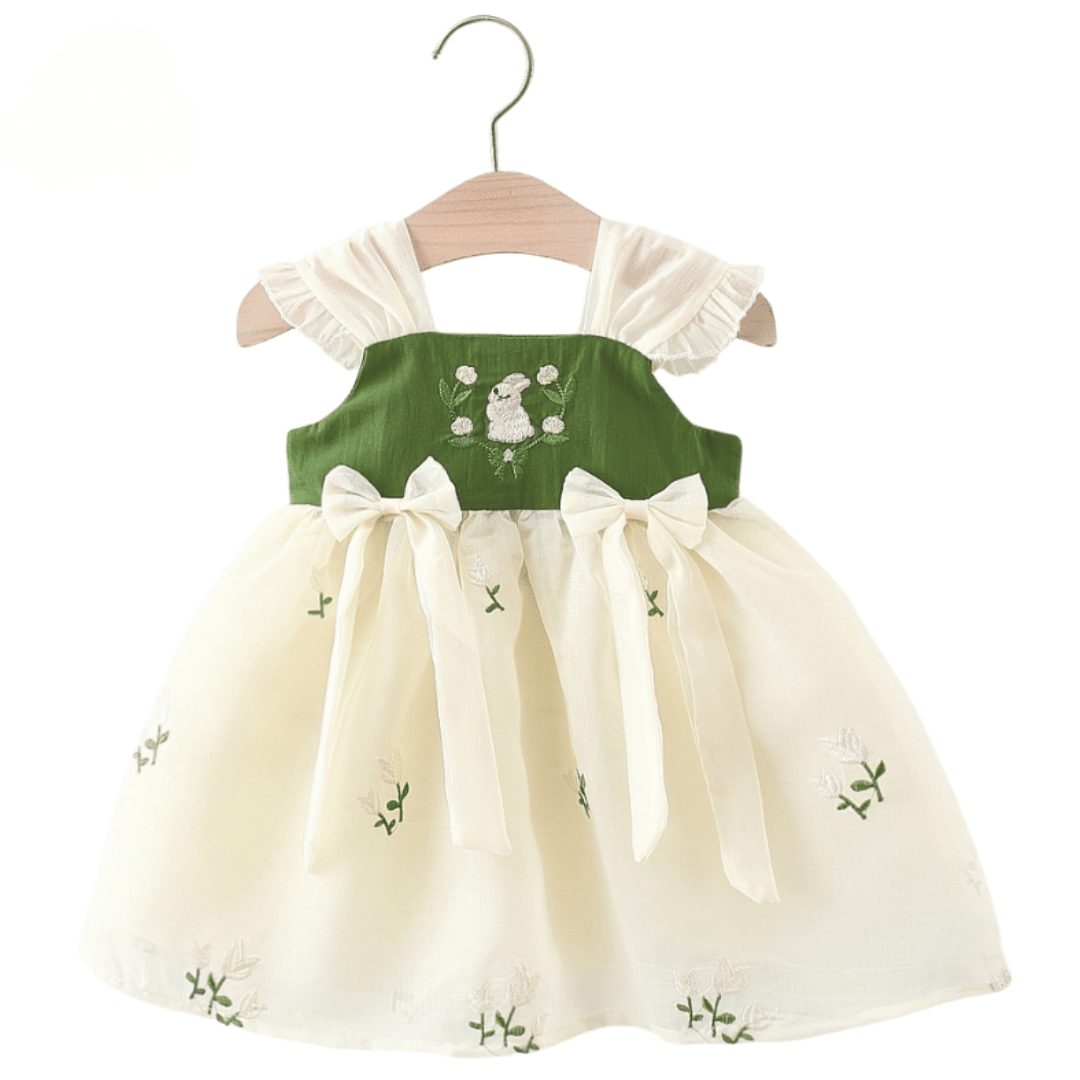 Bunny Blossom Embroidered Skirt Dress